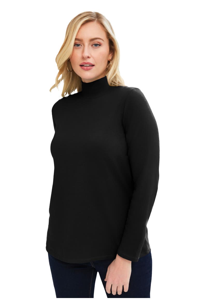 Long Sleeve Mockneck Tee, Main, color, BLACK
