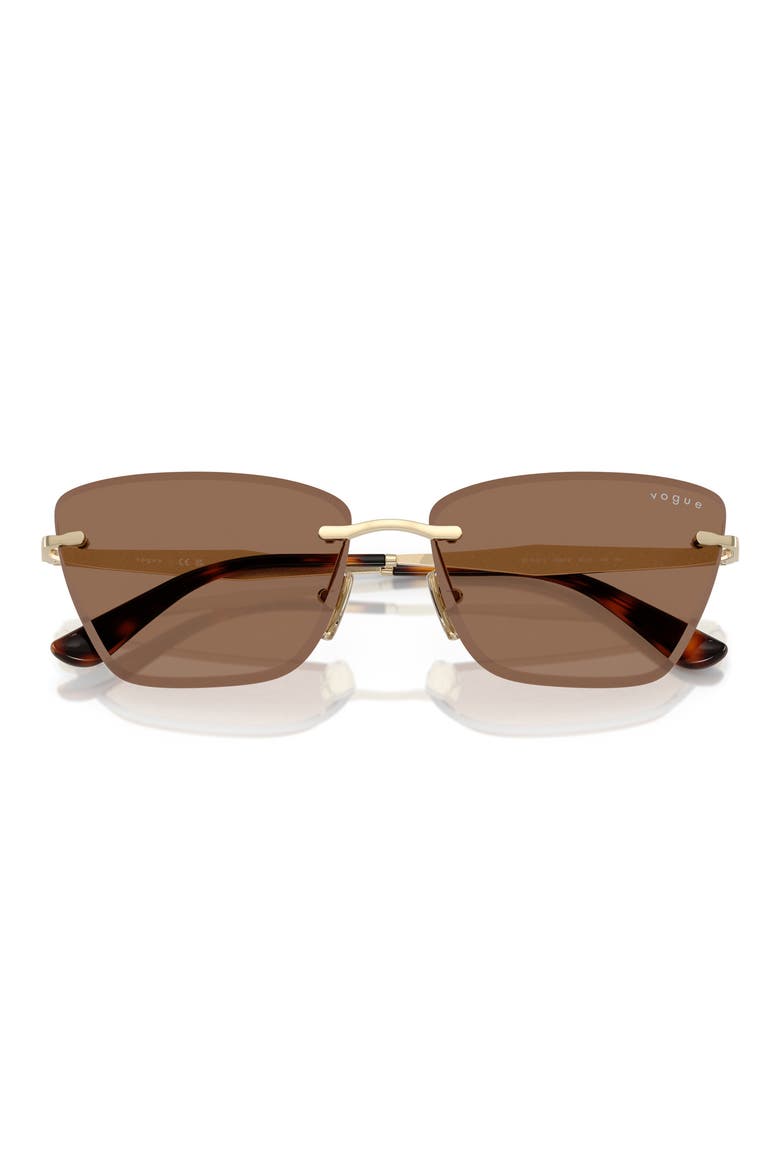 59mm Rimless Cat Eye Sunglasses, Alternate, color, PALE GOLD