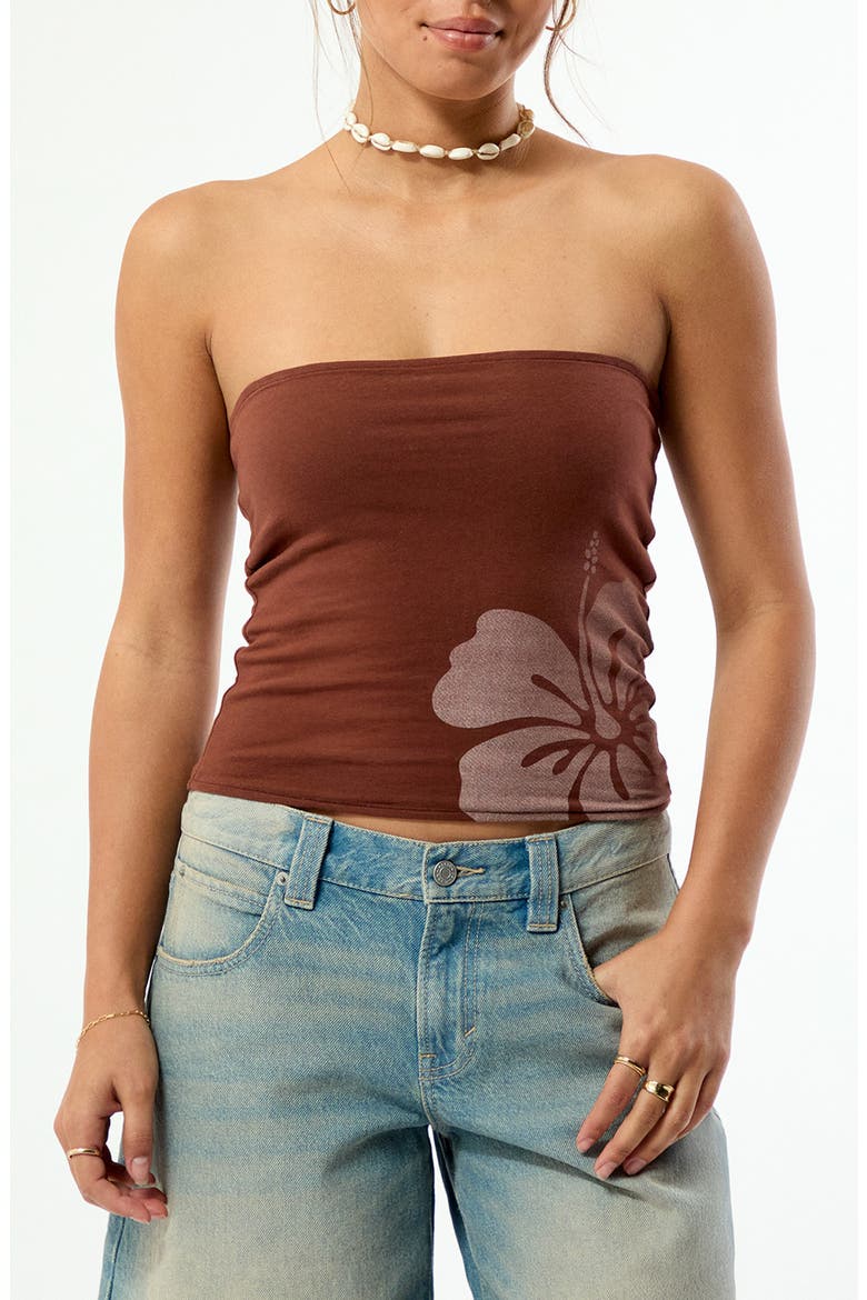 Hibiscus Tube Top, Main, color, BROWN