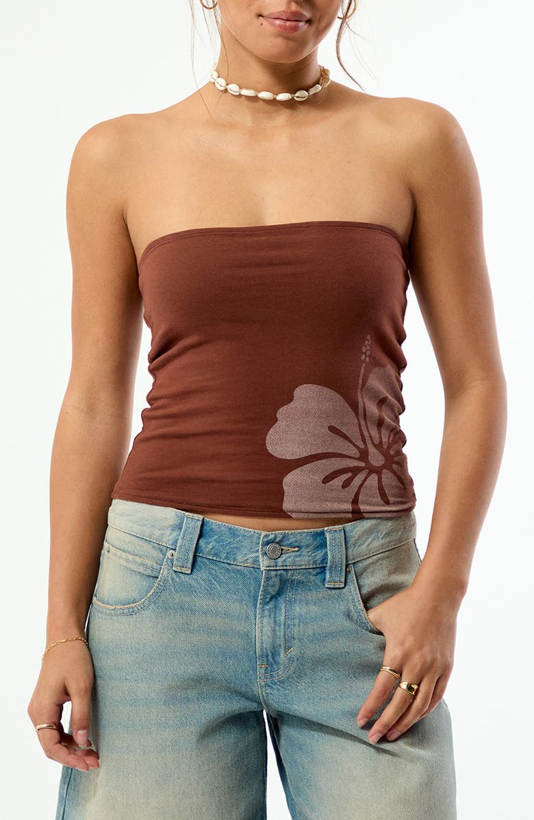 PacSun Hibiscus Tube Top, Main, color, Brown