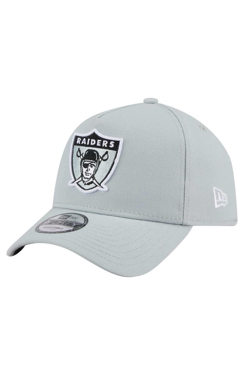 New Era Men's New Era  Gray Oakland Raiders Gridiron Classics A-Frame 9FORTY Adjustable Hat, Main, color, 