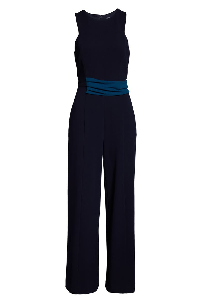 Colorblock Waist Jumpsuit, Alternate, color, NAVY/TEAL
