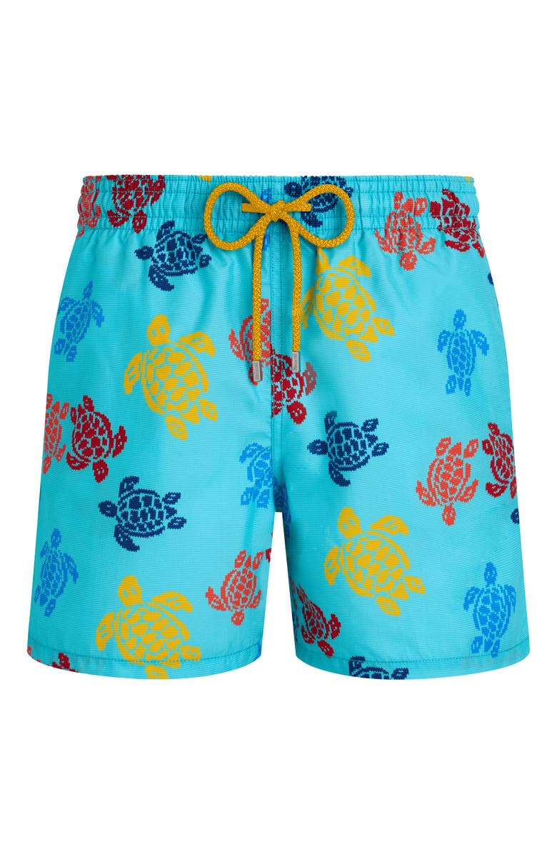 Vilebrequin Men's Ronde Des Tortues Tricot Swim Shorts, Alternate, color, Bleu Lazuli