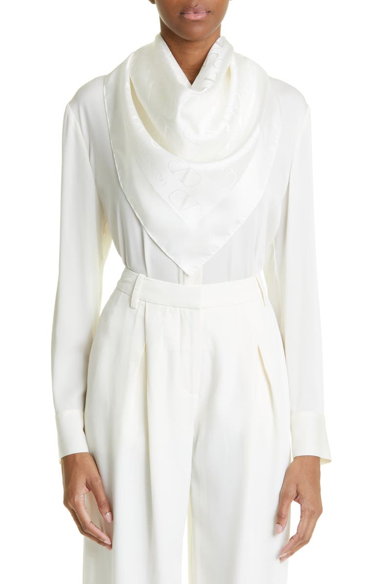 Valentino Garavani VLOGO Square Silk Scarf, Alternate, color,