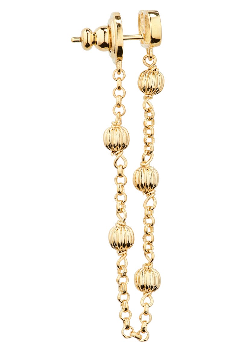 VLOGO Chain Front/Back Earrings, Alternate, color, GOLD