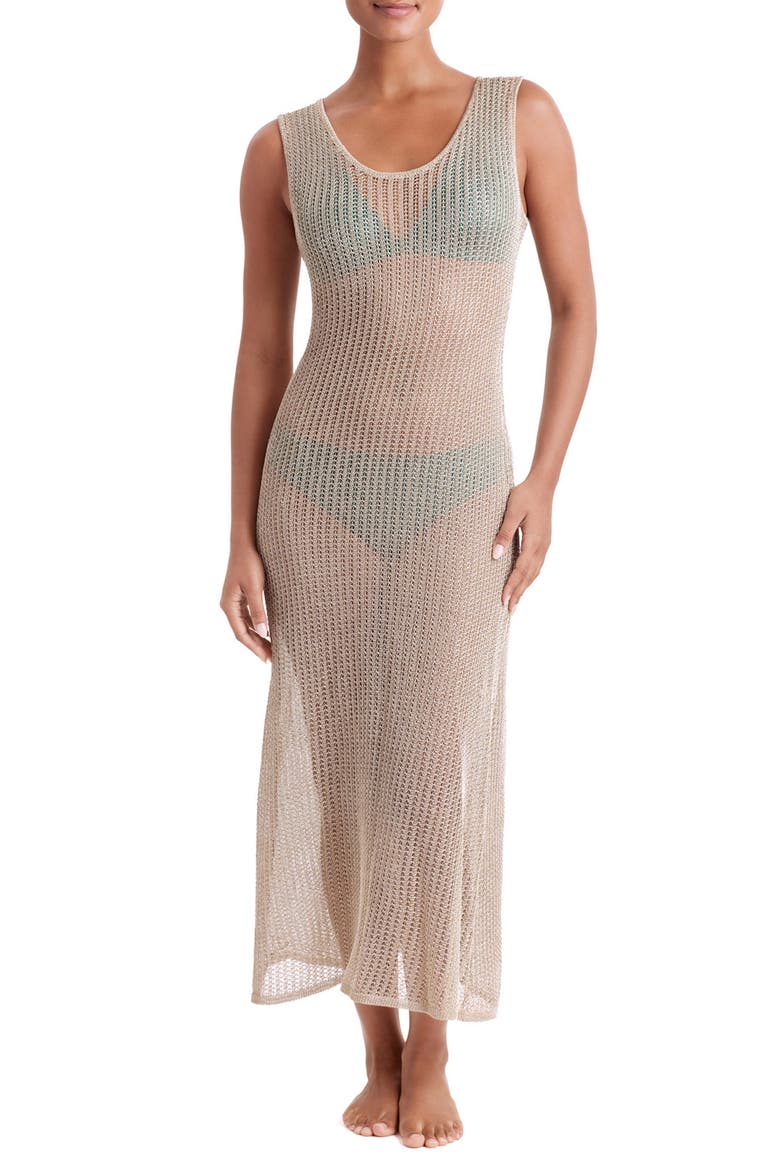 Lagoon Open Stitch Midi Dress, Main, color, GLD