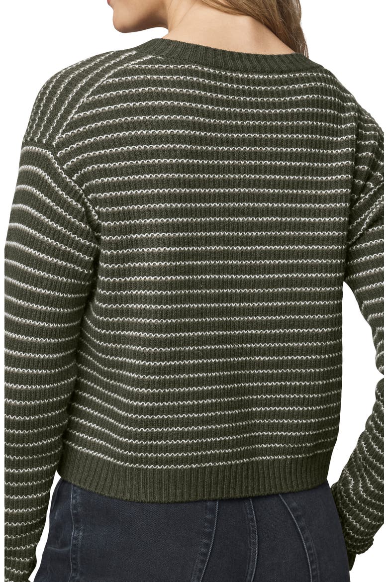 Amber Stripe Crop Cotton & Wool Blend Cardigan, Alternate, color, GREEN SPRUCE/ PALE OAK