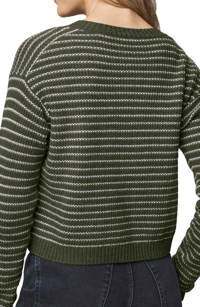 Splendid Amber Stripe Crop Cotton & Wool Blend Cardigan, Alternate, color, Green Spruce/ Pale Oak