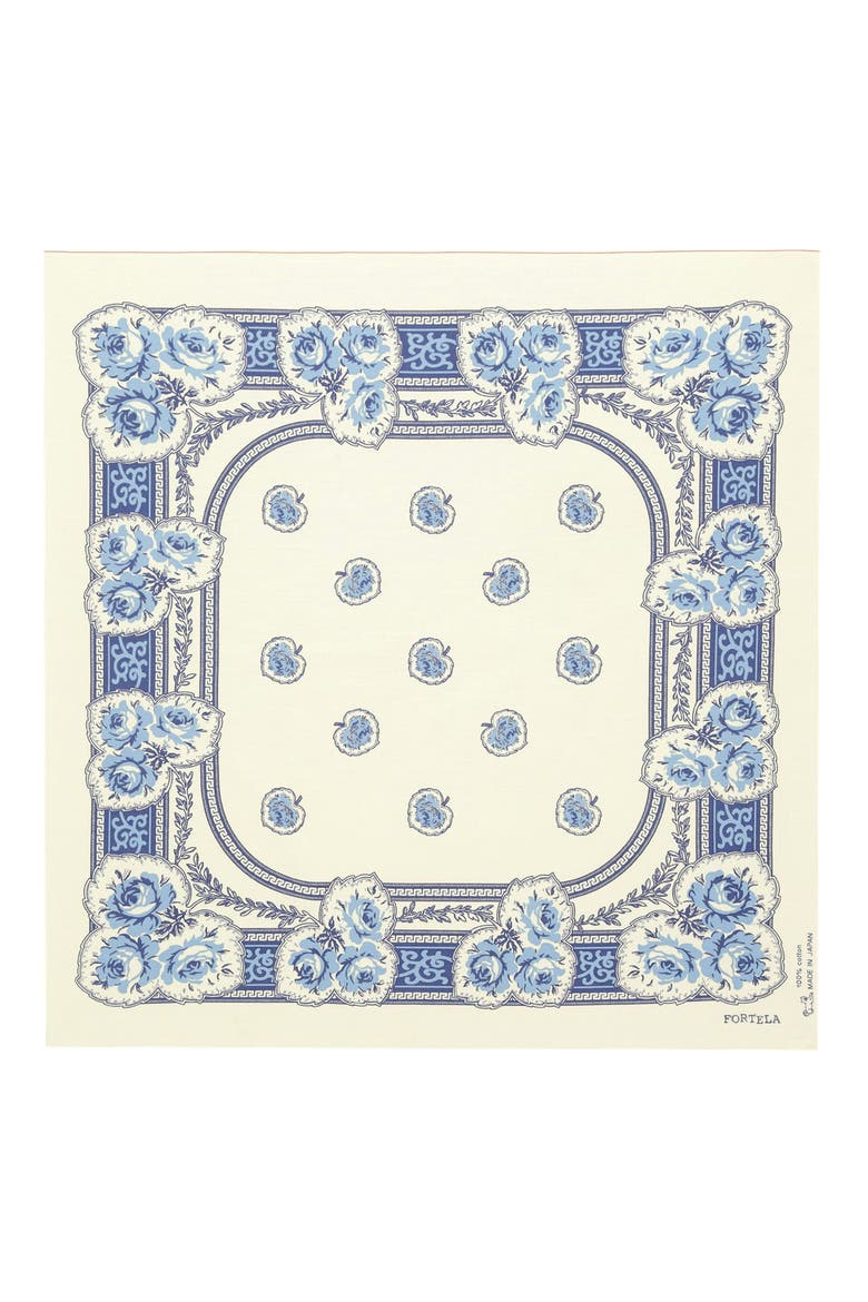 Floral Print Cotton Bandana, Main, color, Cream