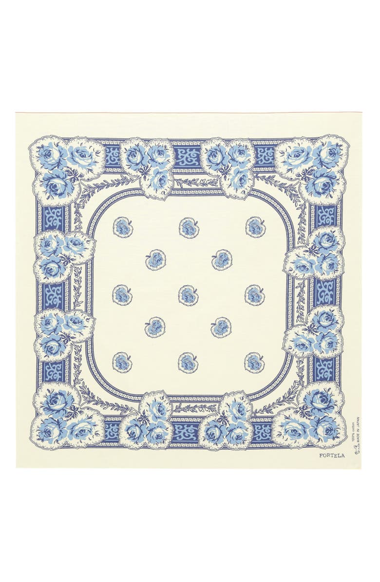 Fortela Floral Print Cotton Bandana, Main, color, Cream