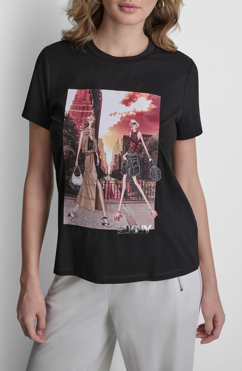DKNY Manhattan Henge Conversation Cotton Blend Graphic T-Shirt, Main, color, 