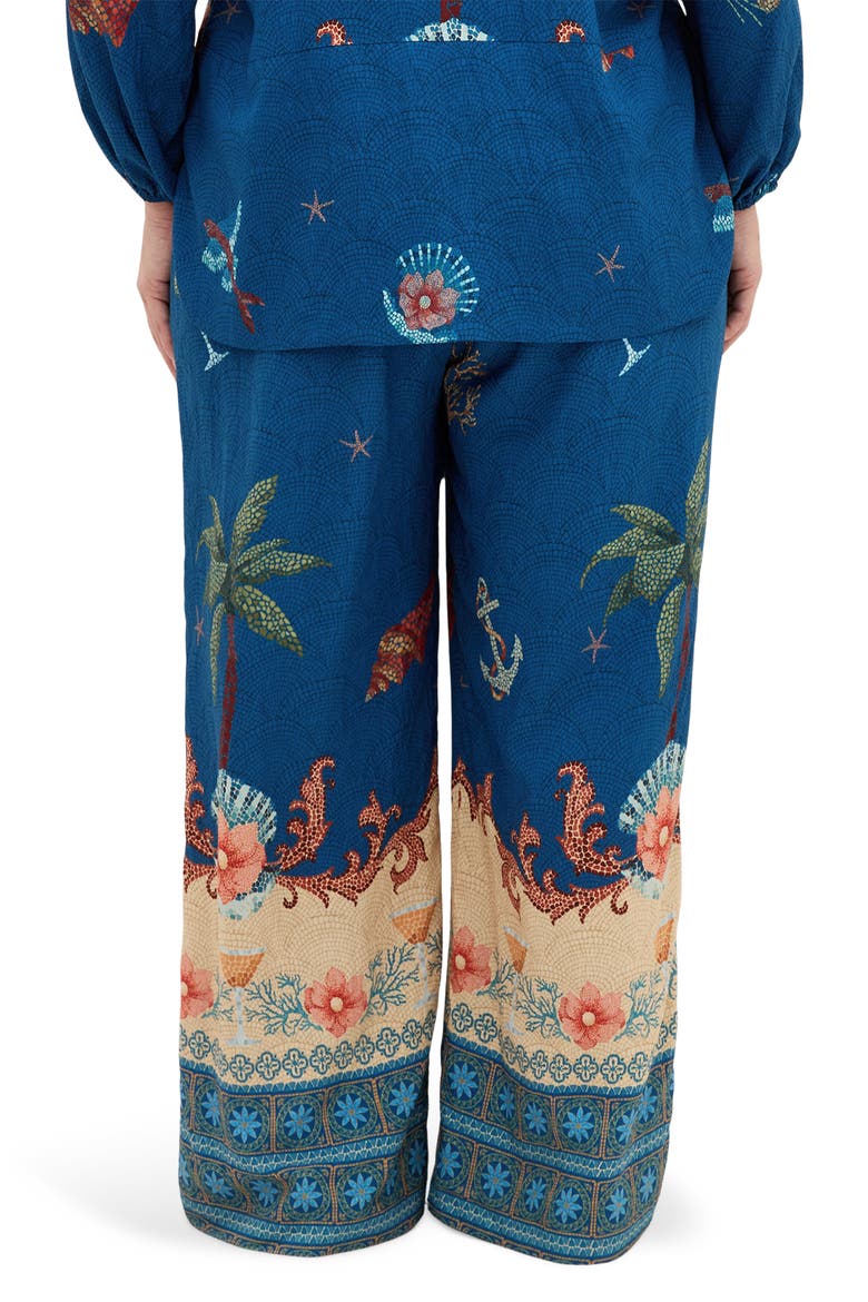 Tia Print Pants, Alternate, color, NAVY SEA