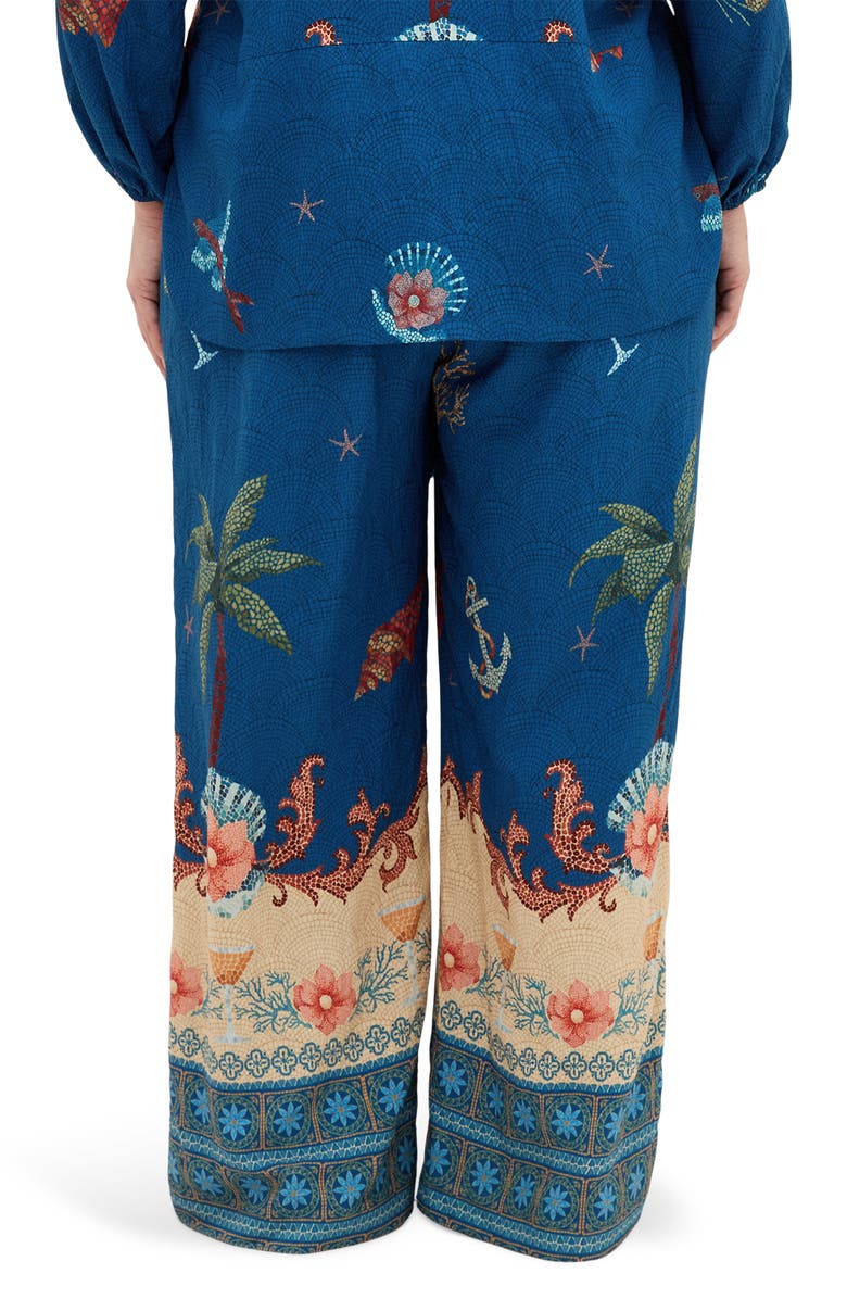 City Chic Tia Print Pants, Alternate, color, Navy Sea