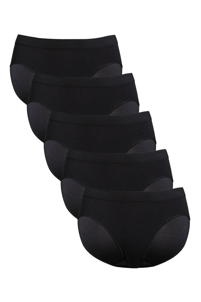 Seamless Modal Blend Bikini 5-Pack, Main, color, Black