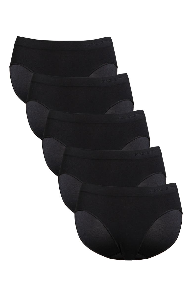 Single Stitch Seamless Modal Blend Bikini 5-Pack, Main, color, Black