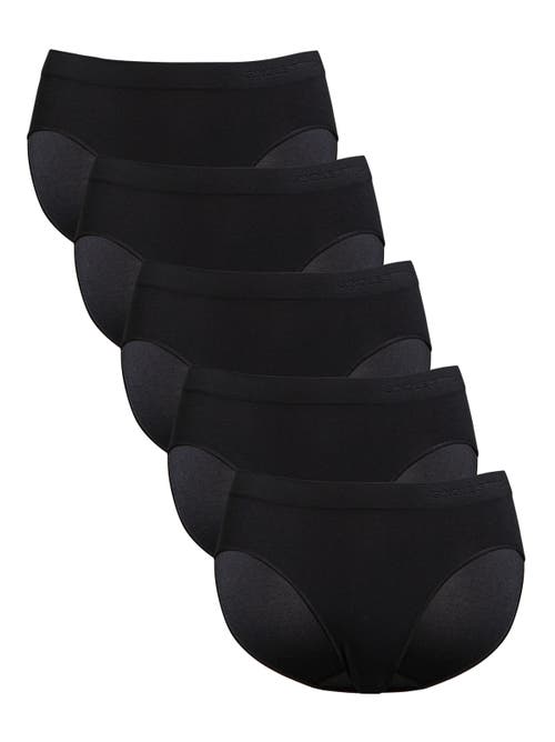 Single Stitch Seamless Modal Blend Hipster 5-pack In Black