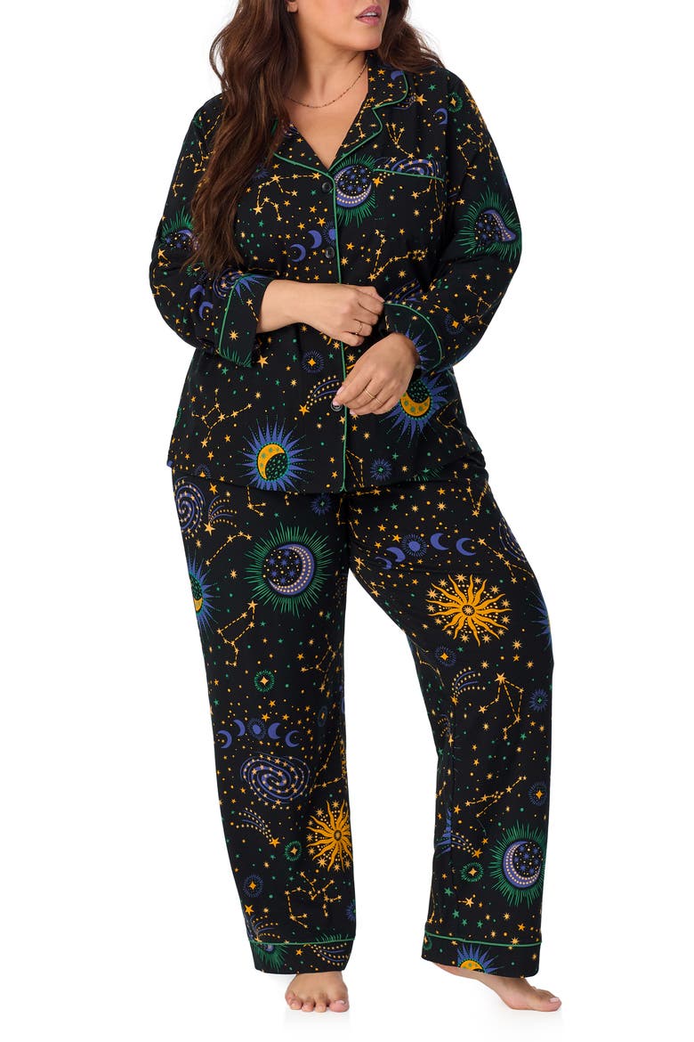 Print Stretch Organic Cotton Jersey Pajamas, Alternate, color, NIGHT SKY