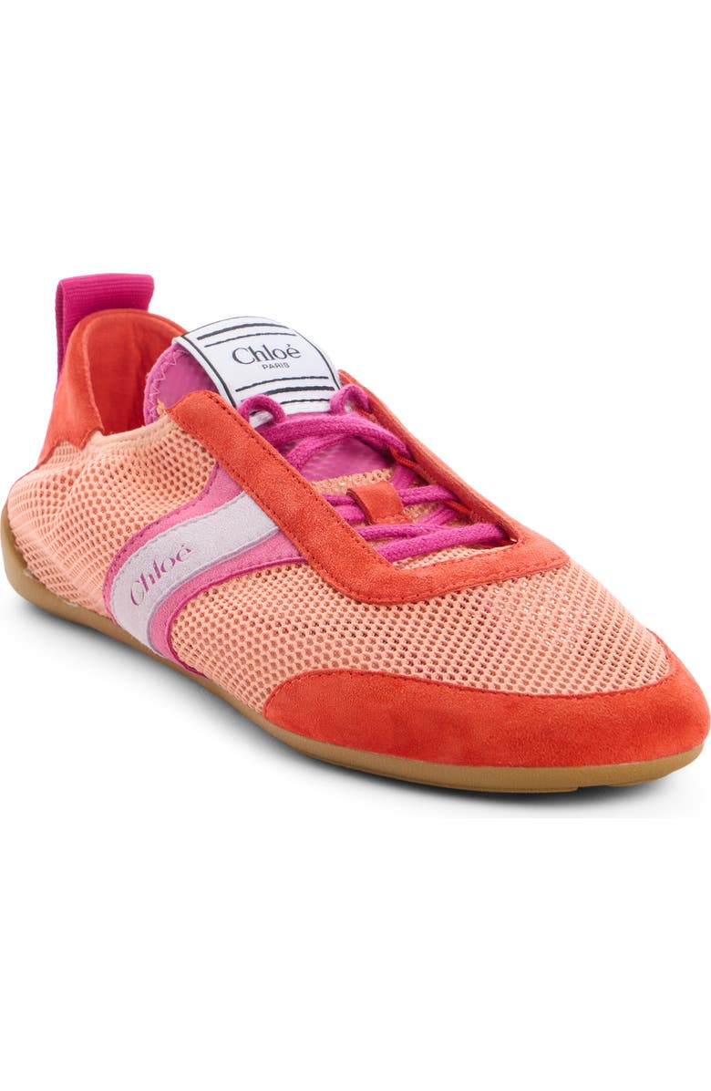Chloé Kick Mesh Sneaker, Main, color, Orange Fizz