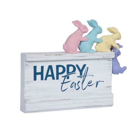 "Happy Easter" Easter Bunnies Figurine 6" x 7.5"