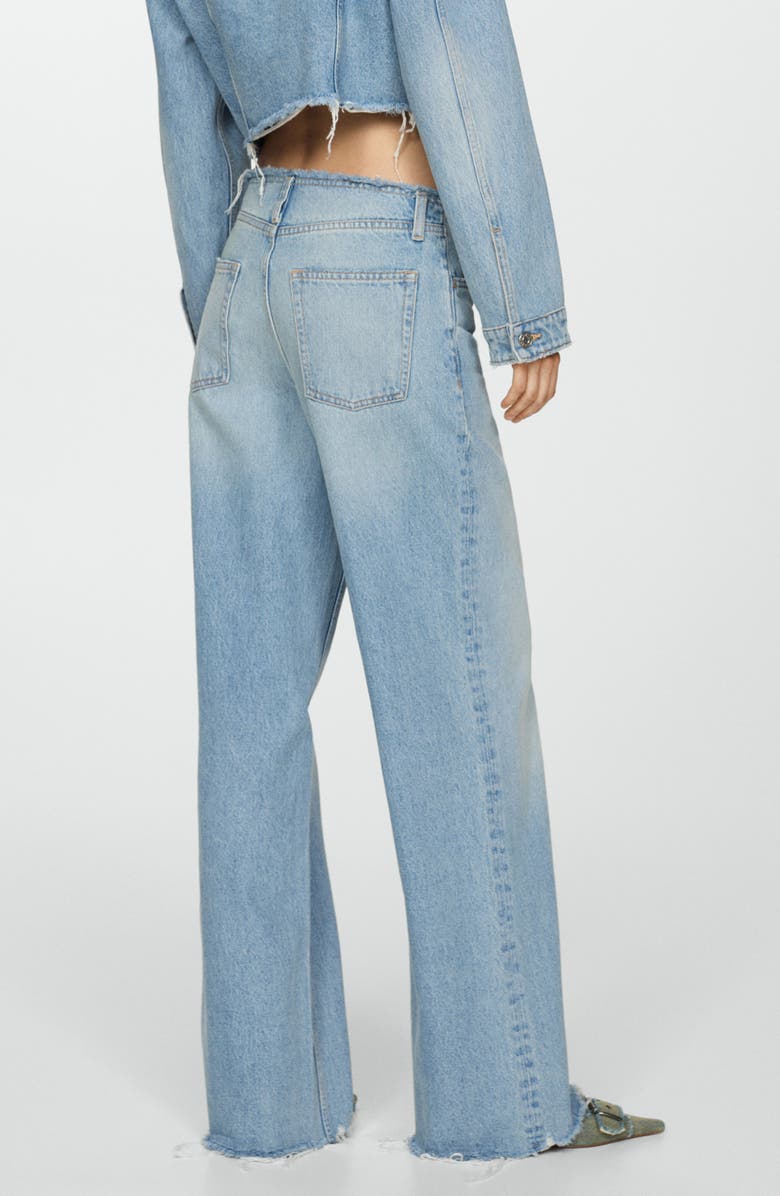 MANGO Amaia No Waistband Raw Hem Wide Leg Jeans, Alternate, color,