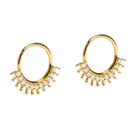 Radiant Sunburst Diamond Hoop Earrings