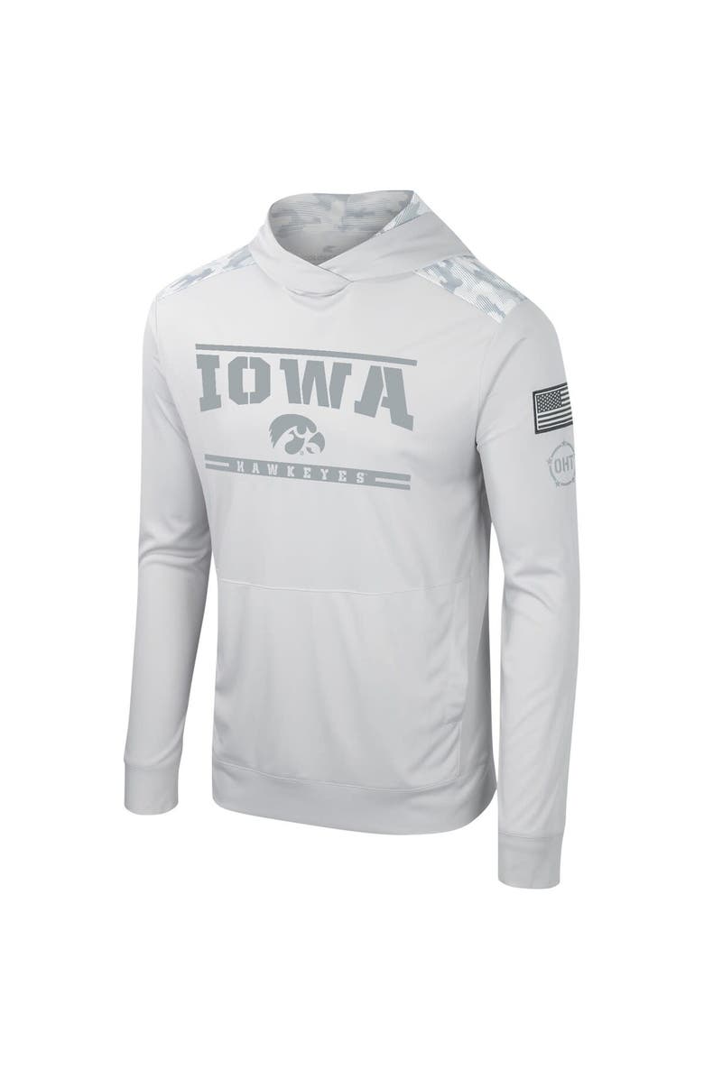 COLOSSEUM Men's Colosseum Gray Iowa Hawkeyes OHT Military Appreciation Long Sleeve Hoodie T-Shirt, Alternate, color, 