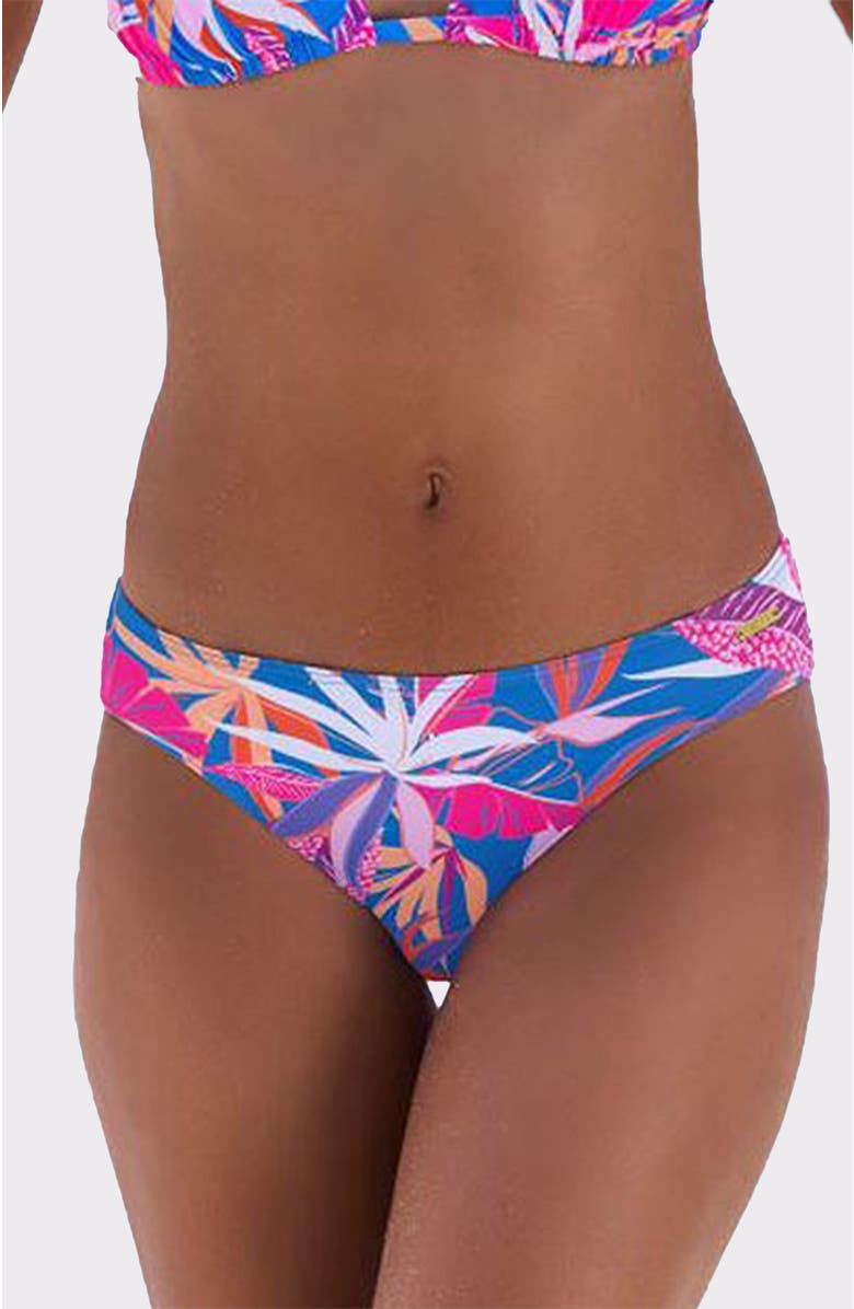 LASCANA Women's Tropical Classic Bikini Bottom, Main, color, Blue & Pink
