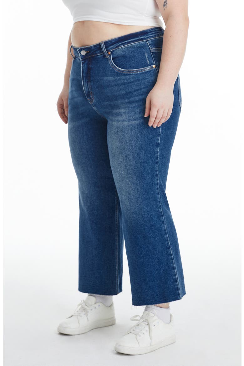 High Waist Frayed Hem Crop Wide Leg Jeans, Alternate, color, SURF