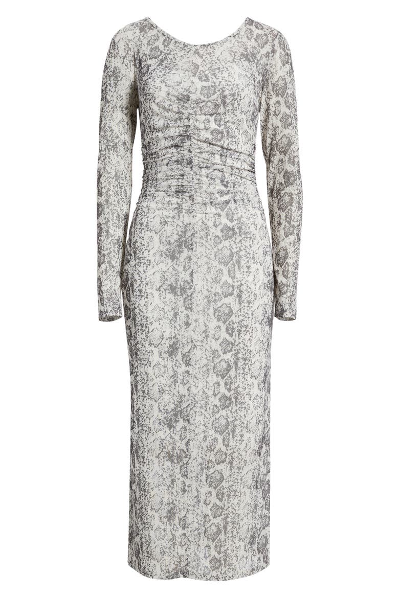 Snakeskin Print Long Sleeve Maxi Dress, Alternate, color, GREY