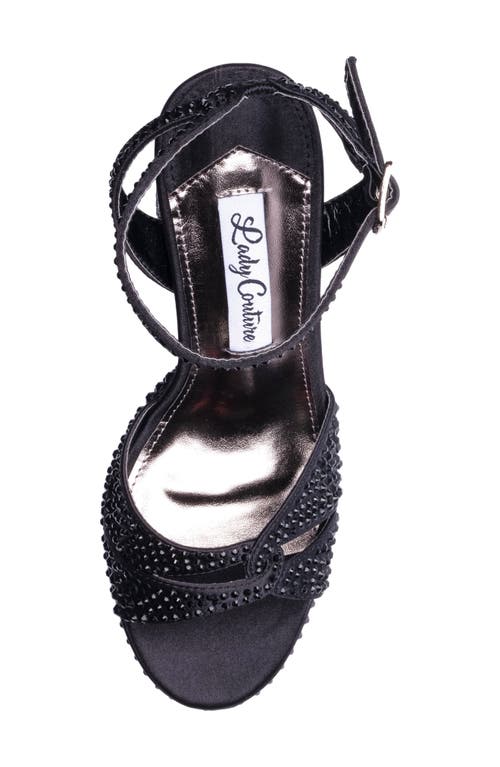 Lady Couture Rhinestone Platform Ankle Strap Sandal In Black
