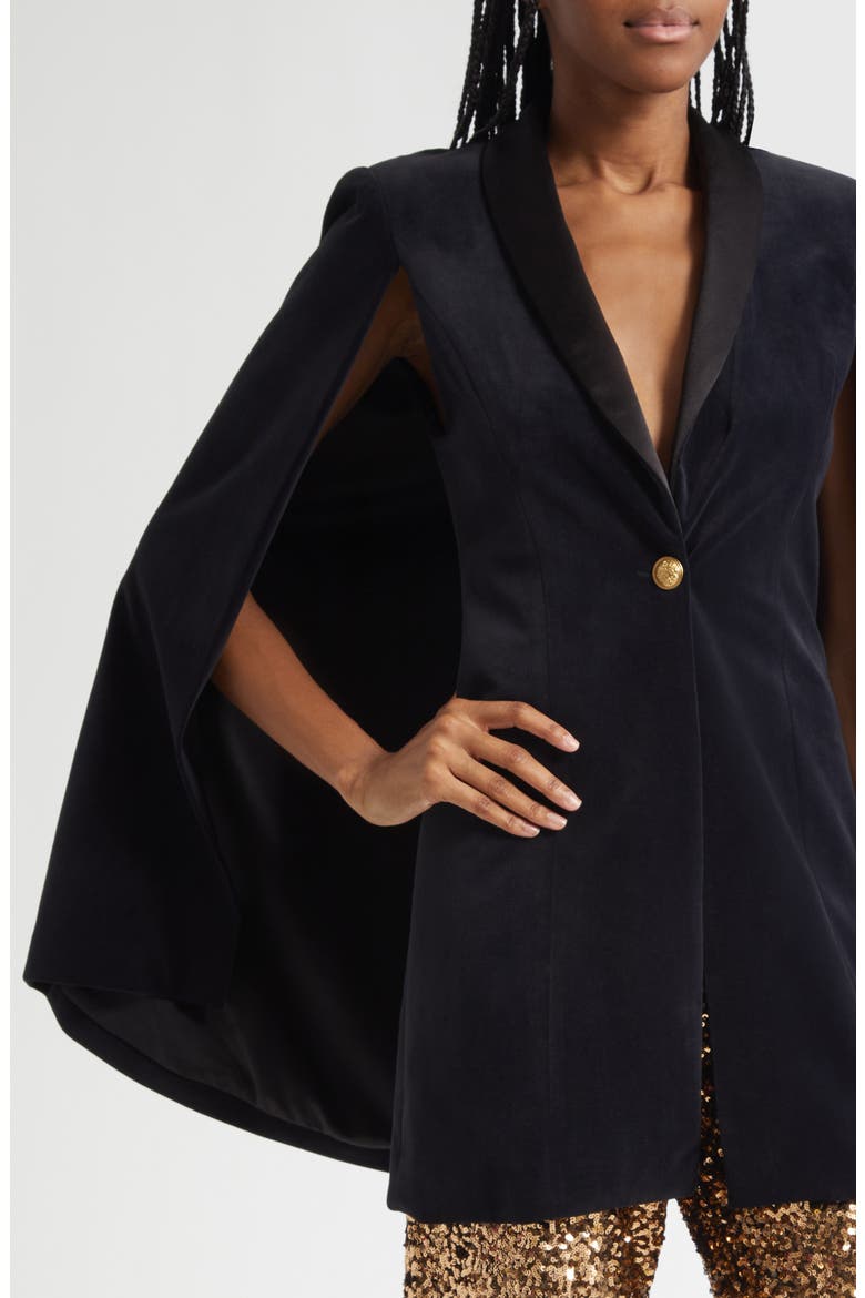 Esther Shawl Collar Velvet Jacket, Alternate, color, BLACK
