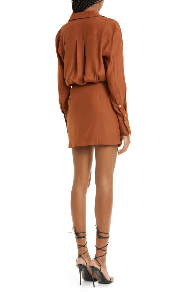 GAUGE81 Naha Long Sleeve Silk Dress, Alternate, color, Chestnut