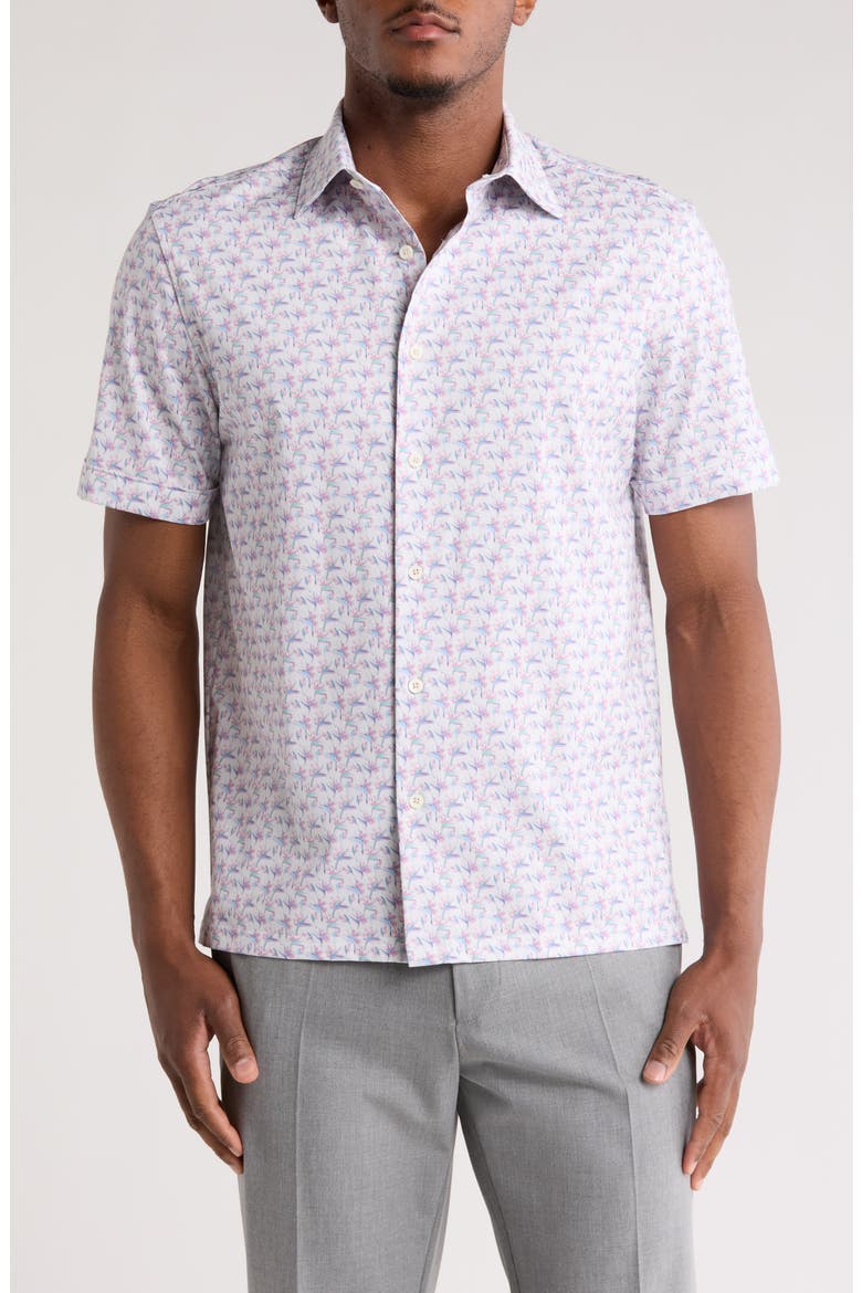 Milo OoohCotton® Floral Short Sleeve Button-Up Shirt, Main, color, PINK