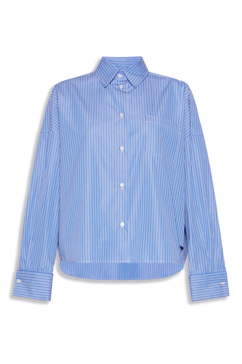 Striped Cotton Shirt, Alternate, color, CORNFLOWER
