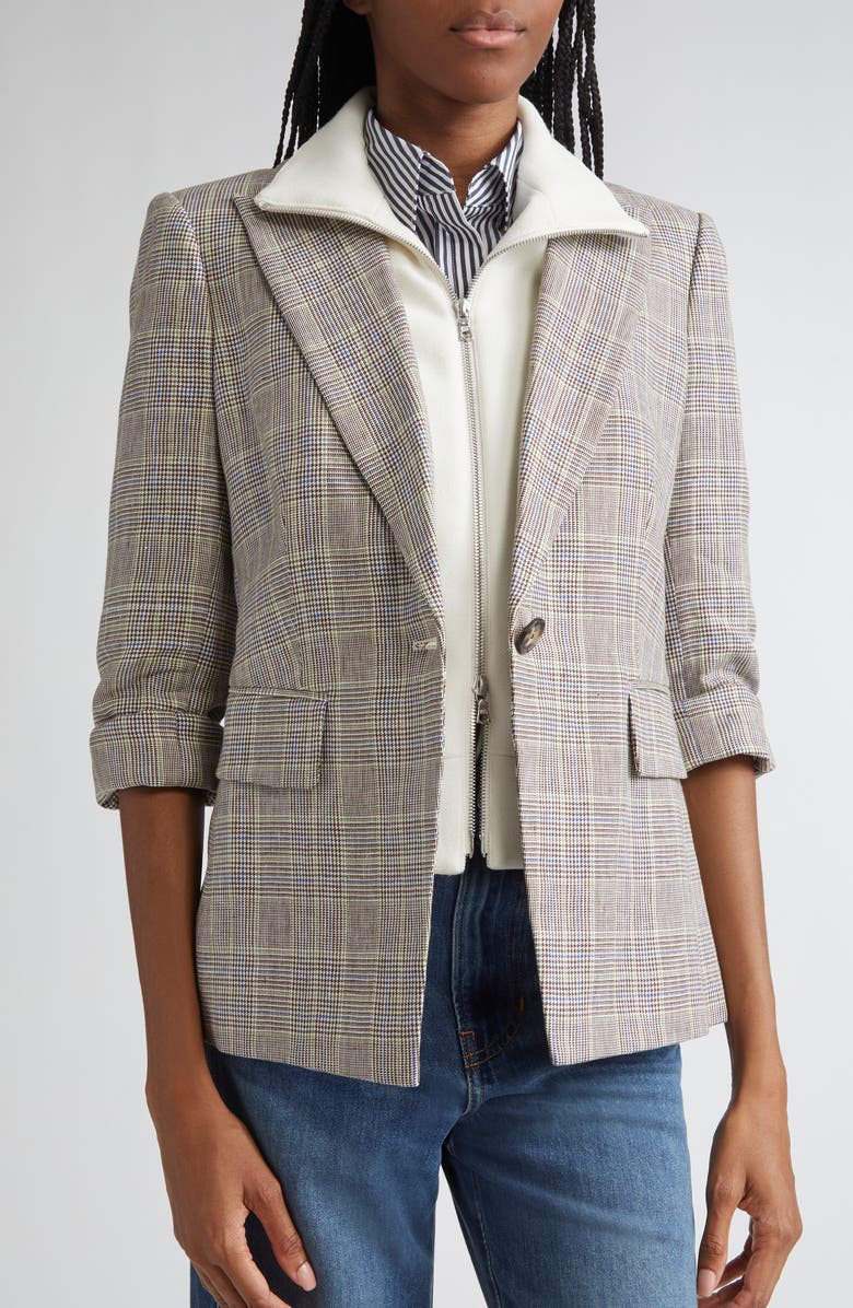 Veronica Beard Obie Linen Dickey Jacket, Alternate, color, Off White Multi