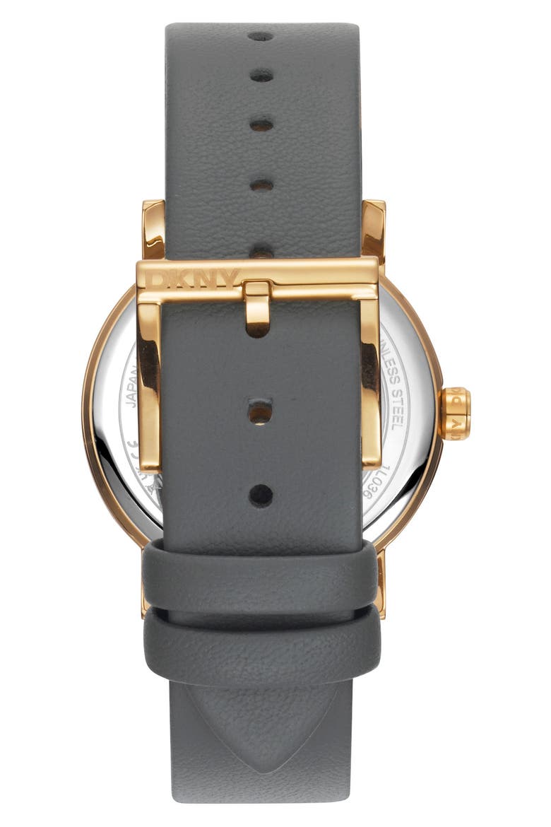 Three Hand Quartz Leather Strap Watch, 34mm, Alternate, color, BLACK