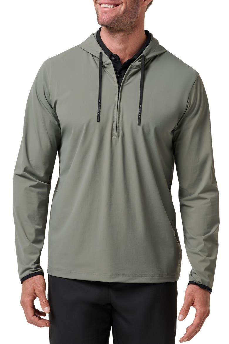 Hero Hour Performance Half Zip Hoodie, Main, color, DARK OLIVE