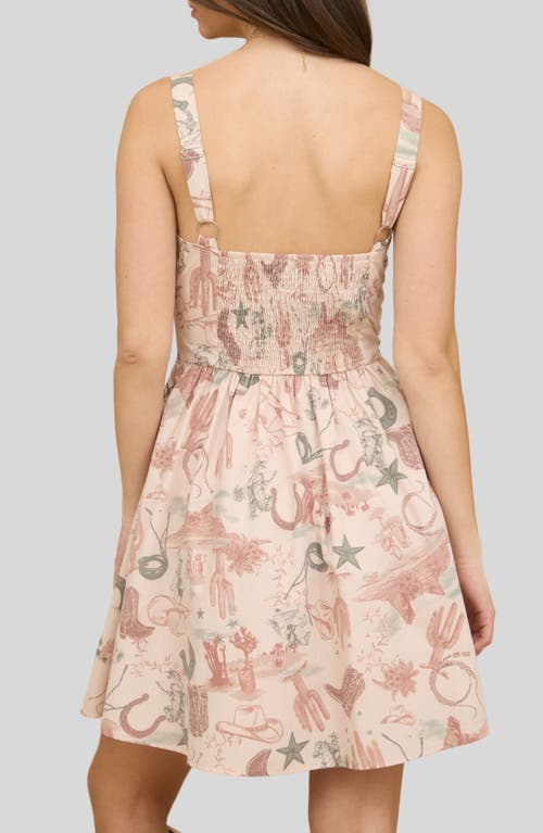 Blu Pepper Western Print Minidress In Pink