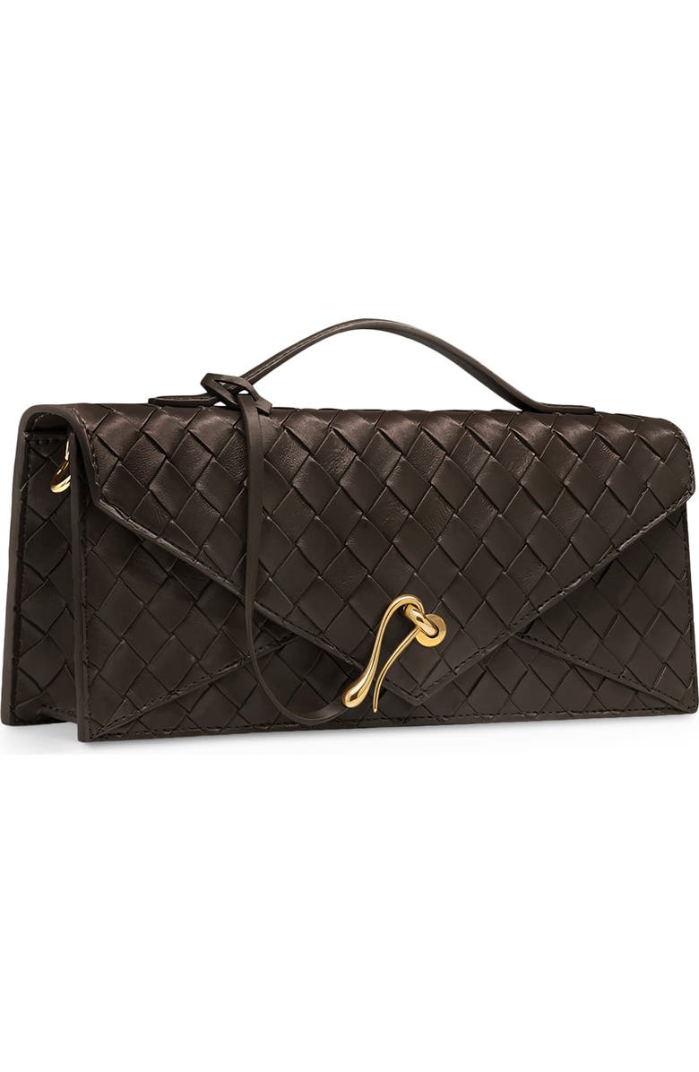 JW PEI Celeste Woven Faux Leather Envelope Top Handle Bag, Alternate, color, Dark Brown