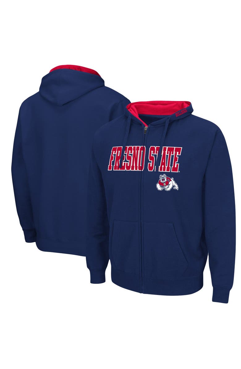 COLOSSEUM Men's Colosseum Navy Fresno State Bulldogs Arch & Logo 3.0 Full-Zip Hoodie, Main, color, Navy