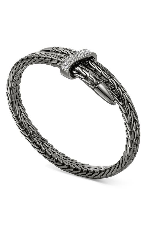 John Hardy Spear Flex Cuff, Diamonds In Dark Sterling Silver