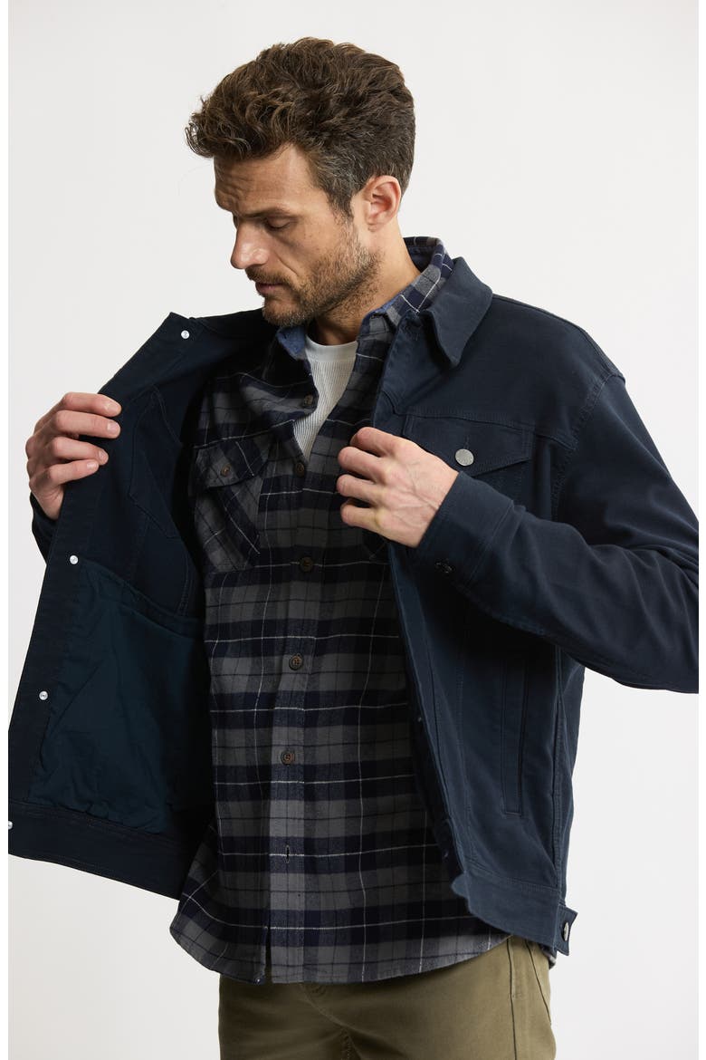 Stretch Cotton Trucker Jacket, Alternate, color, NAVY