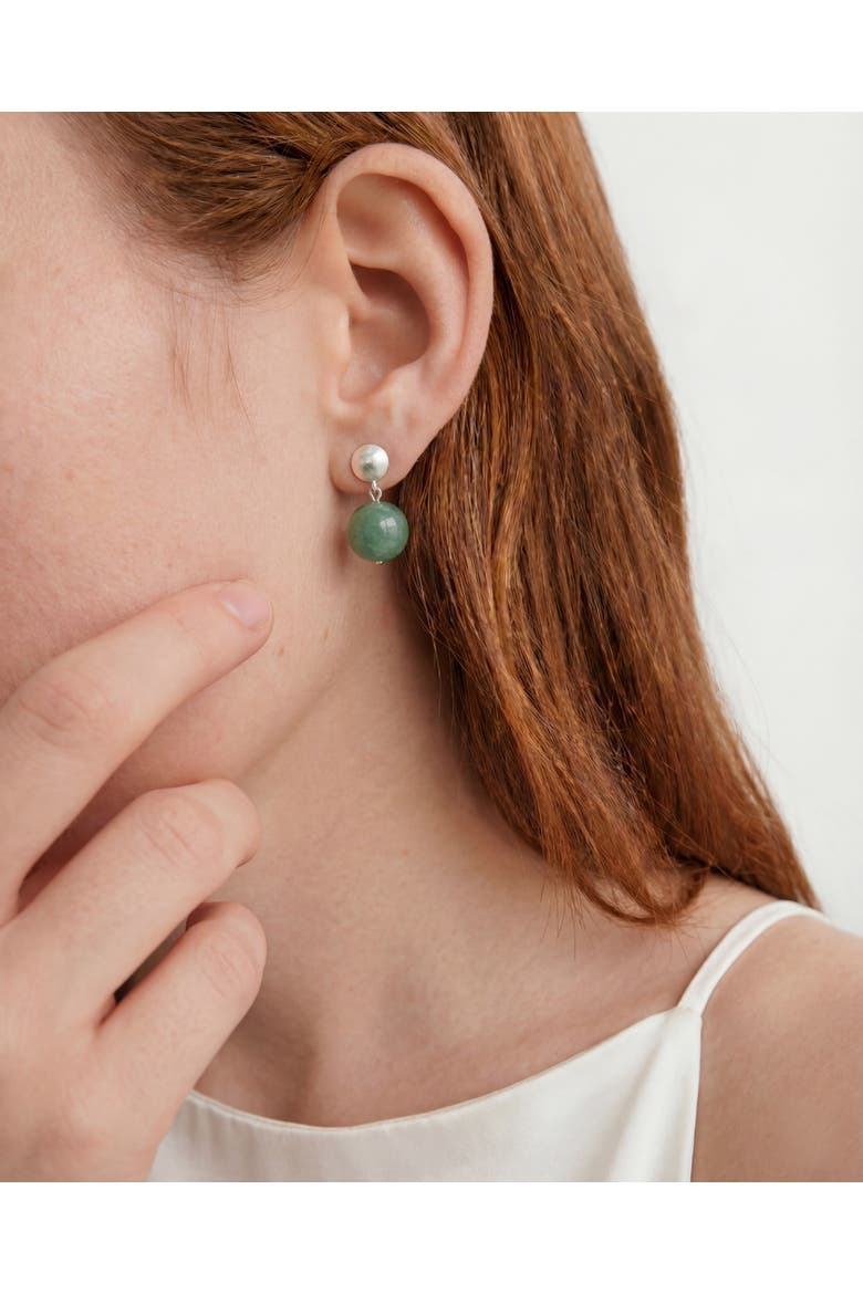 Duo Silver and Jade-Green Aventurine Earrings, Alternate, color, Green
