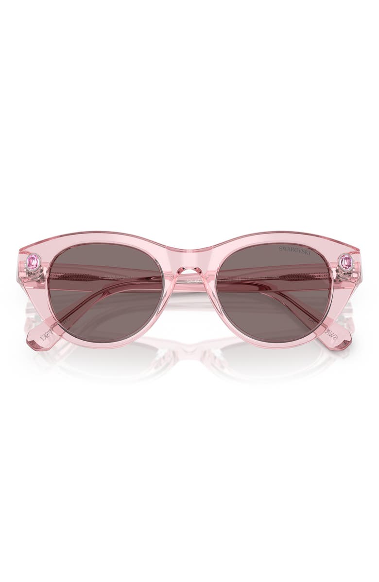 Swarovski 48mm Round Sunglasses, Alternate, color, Transparent Pink