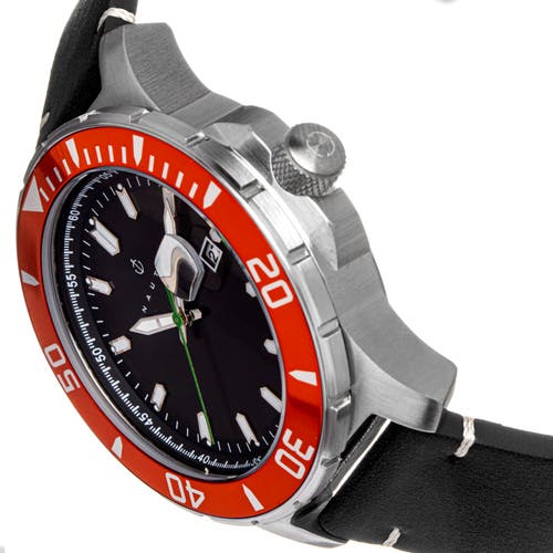Nautis Dive Pro 200 Leather-band Watch With Date In Multi