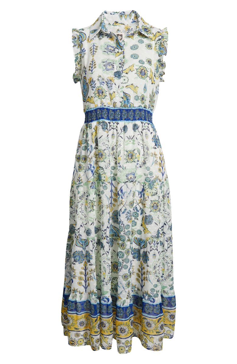 Anne Klein Patio Floral Print Clip Dot Midi Shirtdress, Alternate, color, 