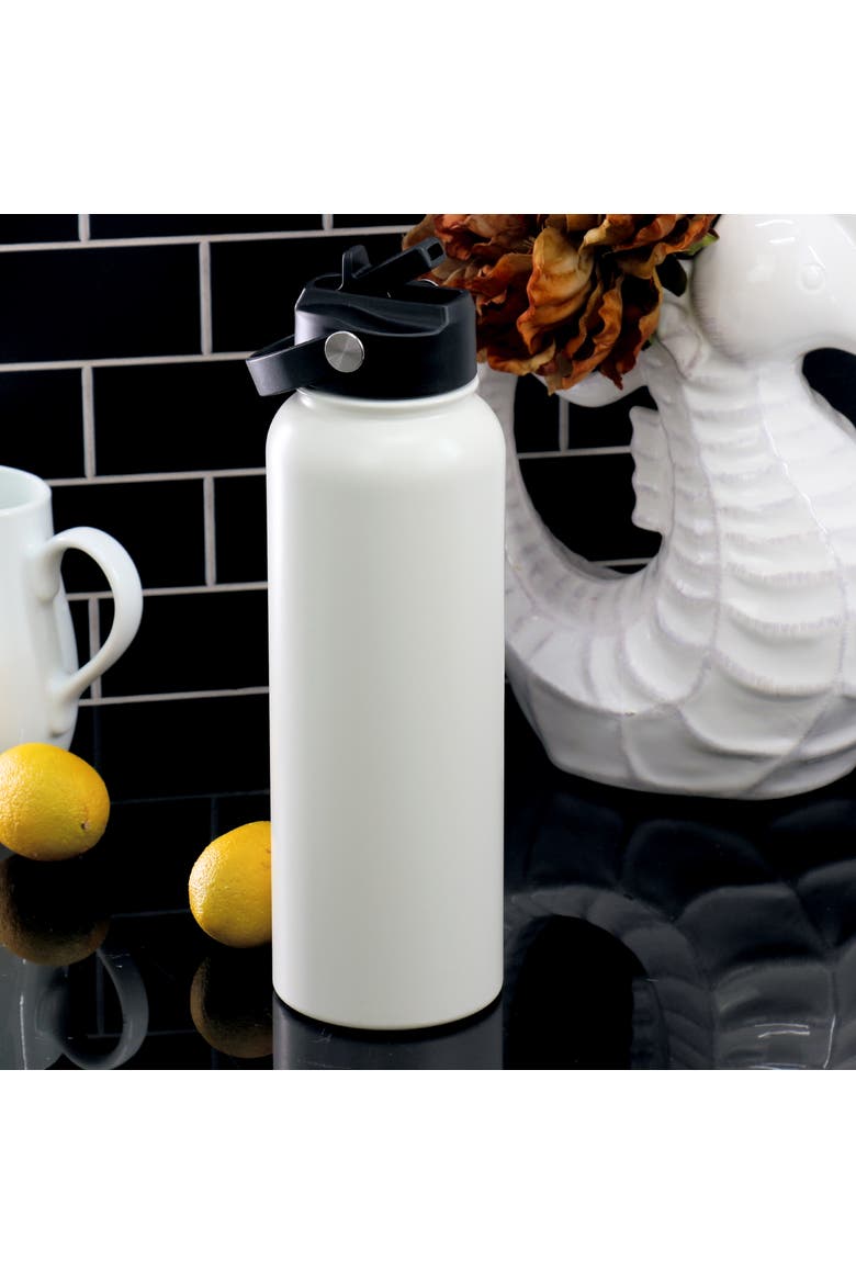 Marina 38oz Stainless Steel Thermal Bottle with Lid, Alternate, color, White