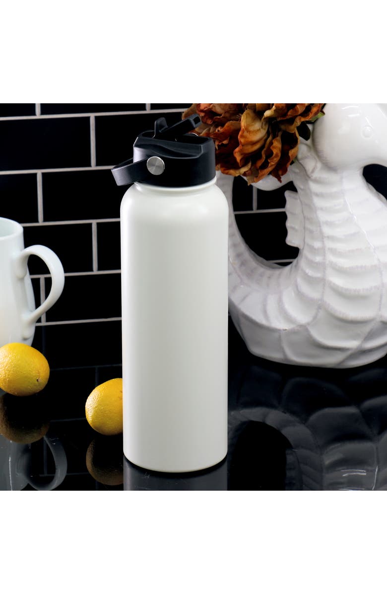 Gibson Home Marina 38oz Stainless Steel Thermal Bottle with Lid, Alternate, color, White