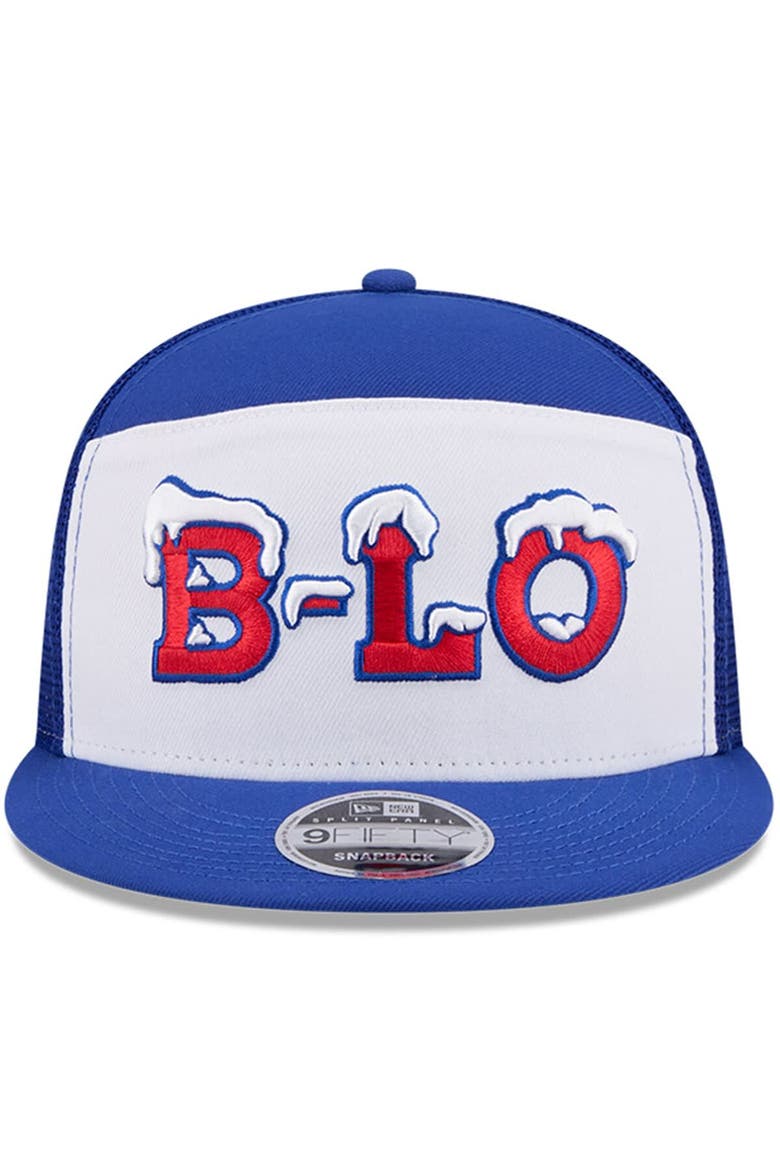 Men's New Era  White/Royal Buffalo Bills 2025 Rivalries Collection Team Split Panel 9FIFTY Snapback Hat, Alternate, color, White