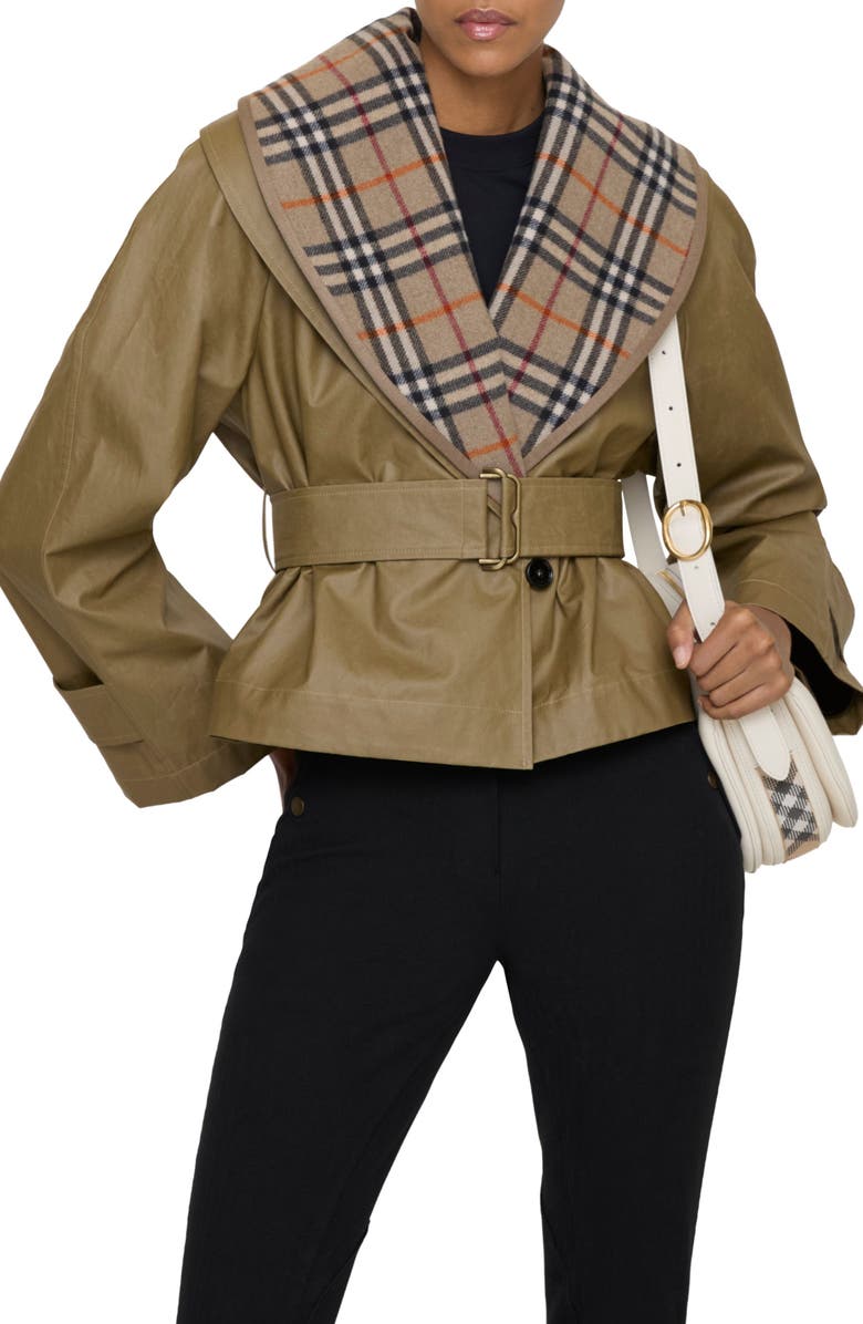 Burberry Carlton Two-Piece Wrap Jacket, Alternate, color, Lichen Beige